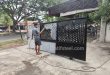 Pintu sorong plat cutting minimalis Banda Aceh proses pengecatan finishing